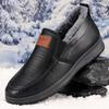 Winter Middle-Aged and Elderly Men's Shoes with Fleece Lining Thickened Casual Non-Slip Waterproof Slip-On Comfortable Snow Boots