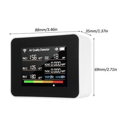 Tuya WiFi Измеритель качества воздуха 13 в 1 Монитор качества воздуха в помещении Обнаруживает CO₂ TVOC HCHO PM2.5 PM1.0 PM10 Влажность и