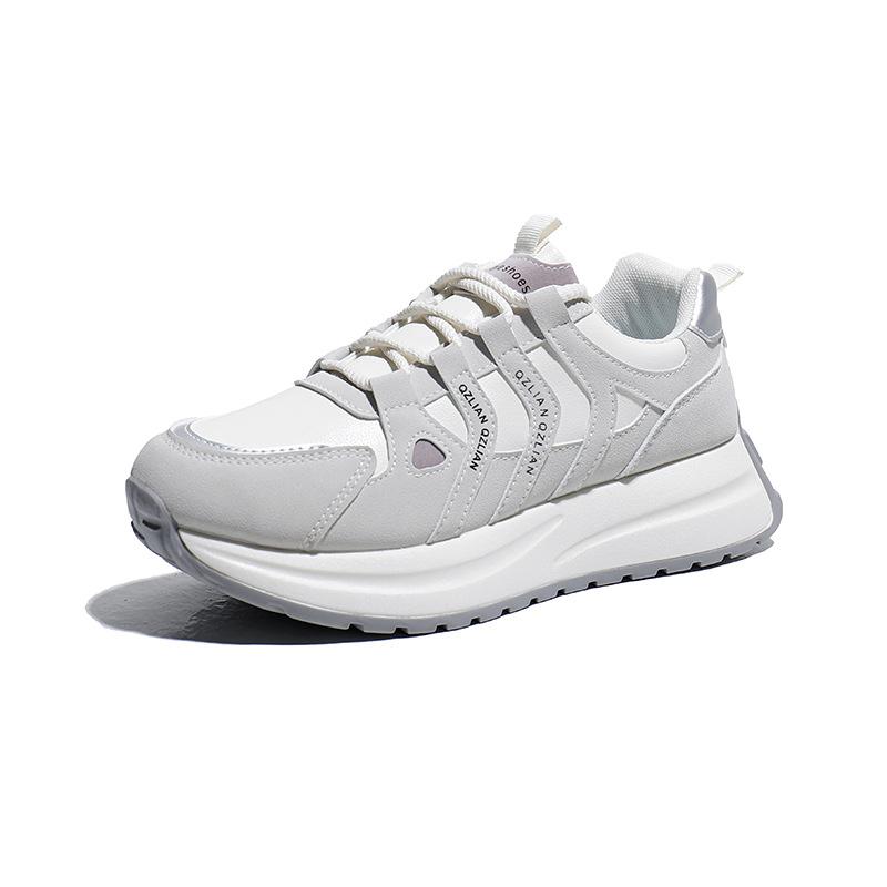 Casual Sneakers for Women Comfortable Running Shoes Chunky Platform Walking Shoes Women's Slip-On Lace-Up Breathable PU Leather Tennis Sneakers