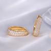 Dazzling CZ Stone Paved Hollow Gold Color Hoop Earrings For Women Luxury Trendy Female Circle Statement Jewelry