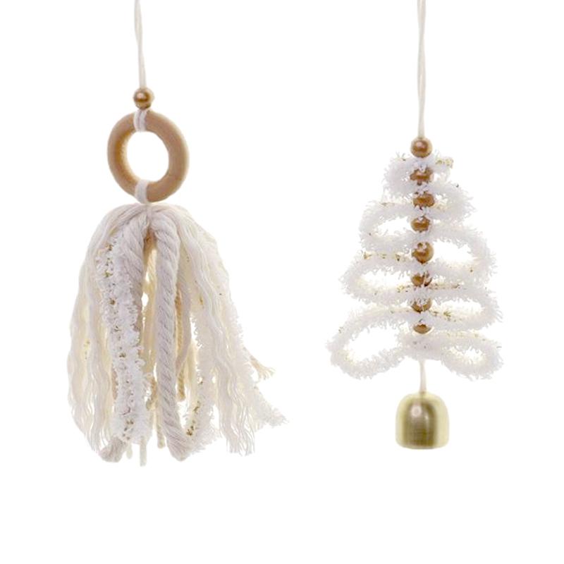Богемные плетеные вручную рождественские подвески из хлопковой веревки, плетеный рождественский шар, колокольчик, кисточка, подвесные украшения для фестивальной вечеринки