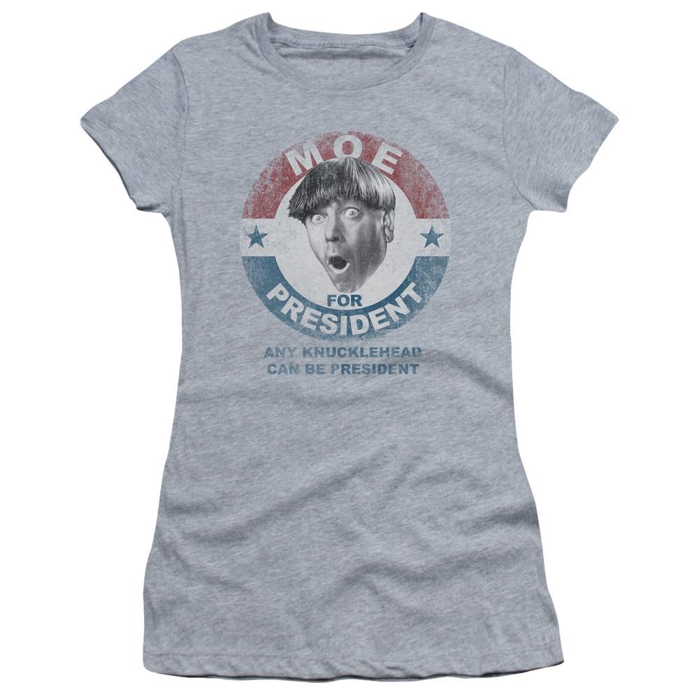 Three Stooges Juniors Shirt Moe Knucklehead President Heather Tee Unisex T-Shirt