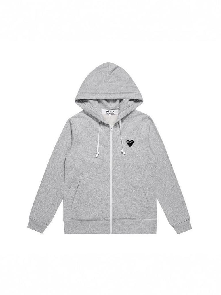 PLAY Love Heart Embroidery Zipper Cardigan Hoodie - Men's Plus Velvet Autumn Hooded Jacket 2025 Model