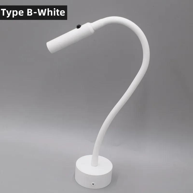 Регулируемая светодиодная настенная лампа для чтения 3 Вт, гибкий шланг, прикроватный настенный светильник для спальни, кабинета, настенный светильник с выключателем, настольная лампа