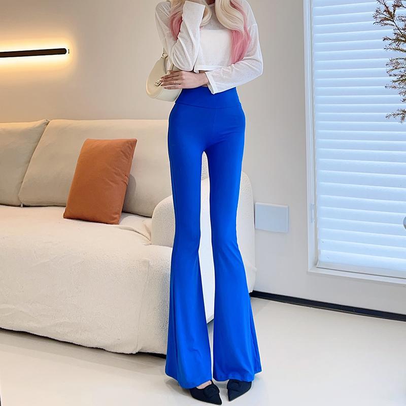 Весенние тонкие женские расклешенные брюки с высокой талией, облегающие брюки, расклешенные брюки с принтом и резинкой