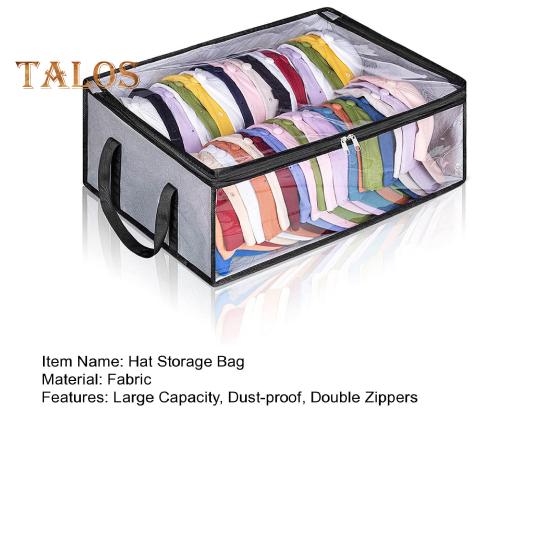 Hat Storage Bag Large Capacity Easy Access Holds 40 Baseball Caps Foldable with Sturdy Handles Transparent Hat Organizer Bag Home Use