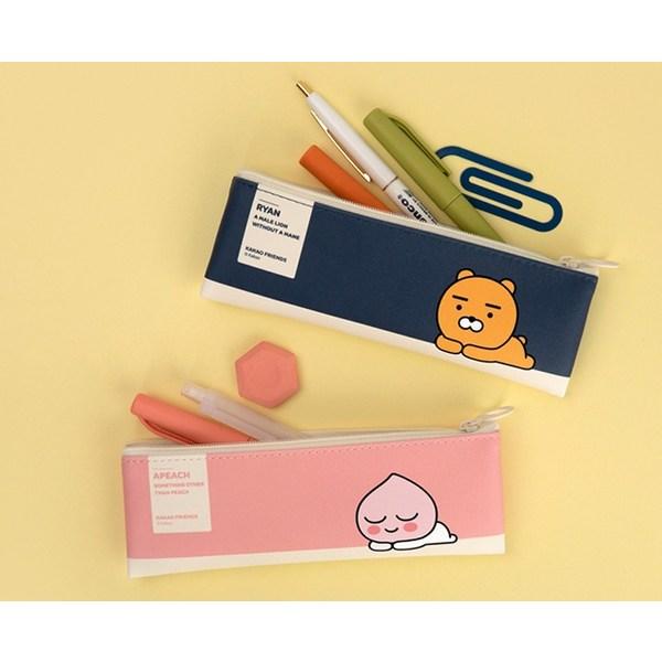 Kakao Friends Мини-плоский пенал в современном стиле + острый грифель 40 граней, розовый (Пенал), 1 комплект, лучший персонаж Кореи