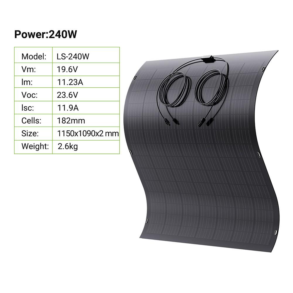 LIONSHEE LS-SP240 240 Вт Гибкая солнечная панель 2 шт., 17,55% Высокая эффективность, Гибкая до 120°, Монокристаллическая солнечная ячейка 182x83 мм