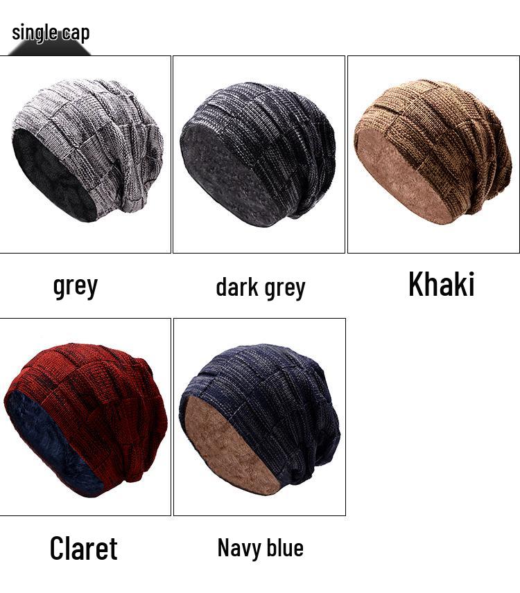 Мужской европейский и американский зимний комплект шапка-бини и шарф: Плотная вязка с бархатной подкладкой