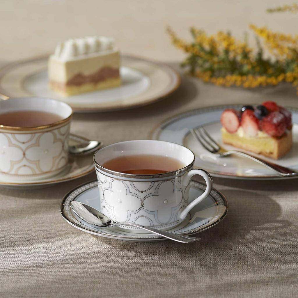 Noritake Cup Saucer 245cc Trefolio Platinum 1 Customer Platinum Bone China & (Coffee Tea) Approx. T93686/4957