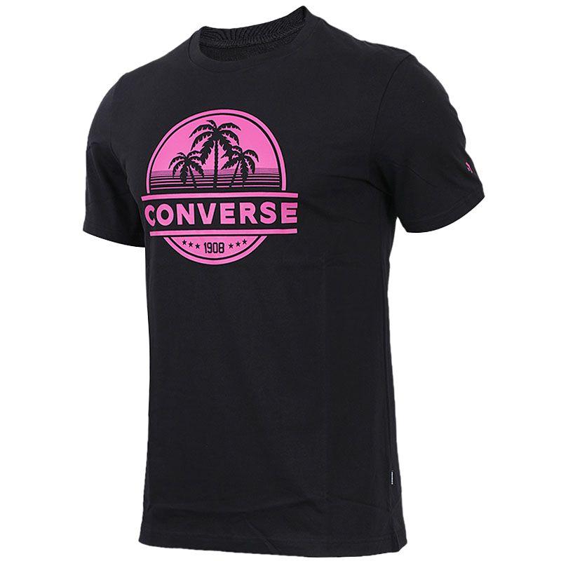 Converse Футболки Мужские Черные С Круглым Вырезом Умеренные 10008089-A01