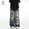 Мужские свободные прямые джинсы в гонконгском стиле - Модные повседневные длинные брюки на весну и осень