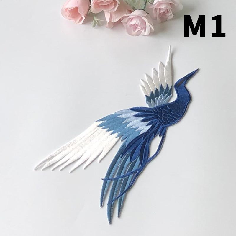 1 шт. Синяя вышивка Феникс Пришивные нашивки 3 размера Журавль Птица Вышитые нашивки для одежды Аппликация DIY Ремонт одежды Значок