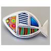 [R6410] - Artisanal Brooch 'Columbine & Harlequin' Multicolored Silver (fish) - 55x30mm