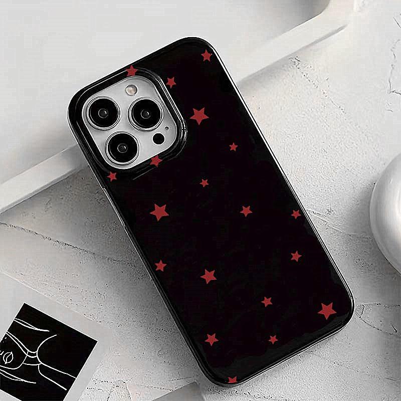 Защитная крышка с дизайном в виде черных и белых звезд для серии iPhone 17 16 15 14 13 12 11 16E Pro Max Plus