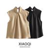 Fashion Style Winter New Women's Clothing Elegant Slim Looking All-Matching Sleeveless Silk Satin Texture Tops 3666175 307