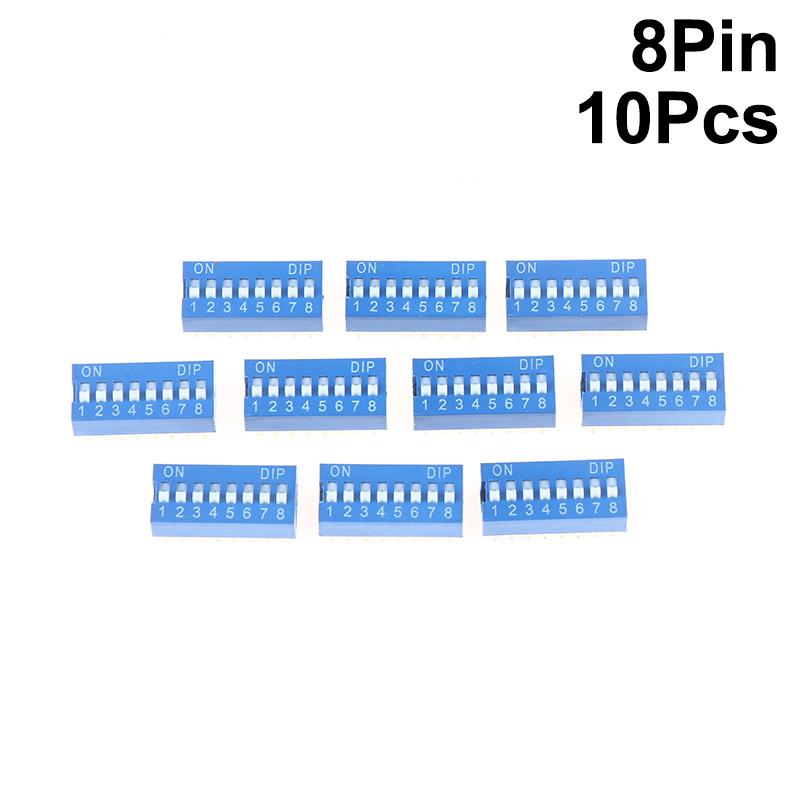 10Pcs Slide Type Switch Module 1 2 3 4 5 6 7 8 10Pin Dip Switch Kit 2.54Mm Toggle Switch Blue Snap Switches