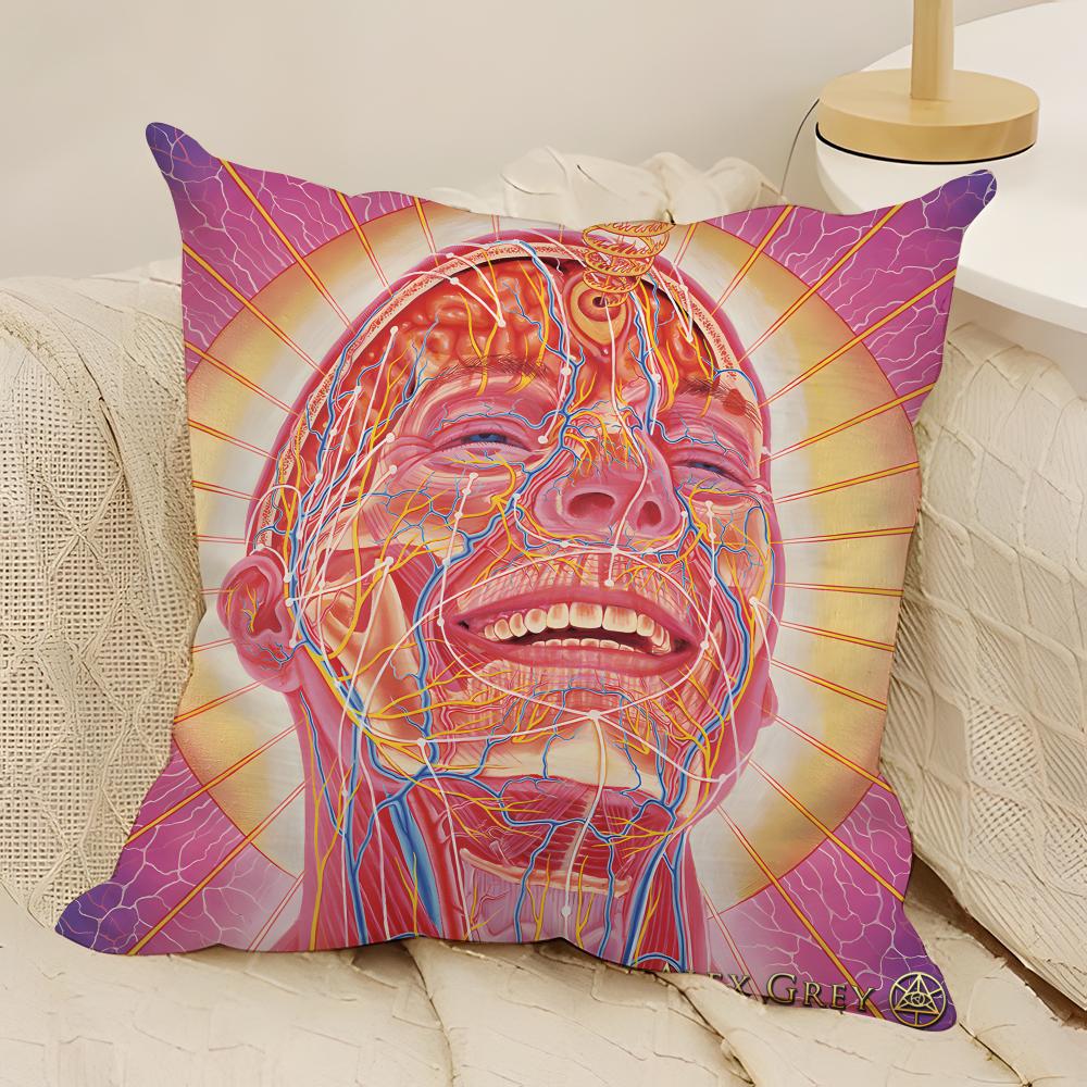 Visionary Spiritual Artist Alex Grey Pillow Case Natural Linen DoubleSided Printing Sofa Home Decor Cushion Cover