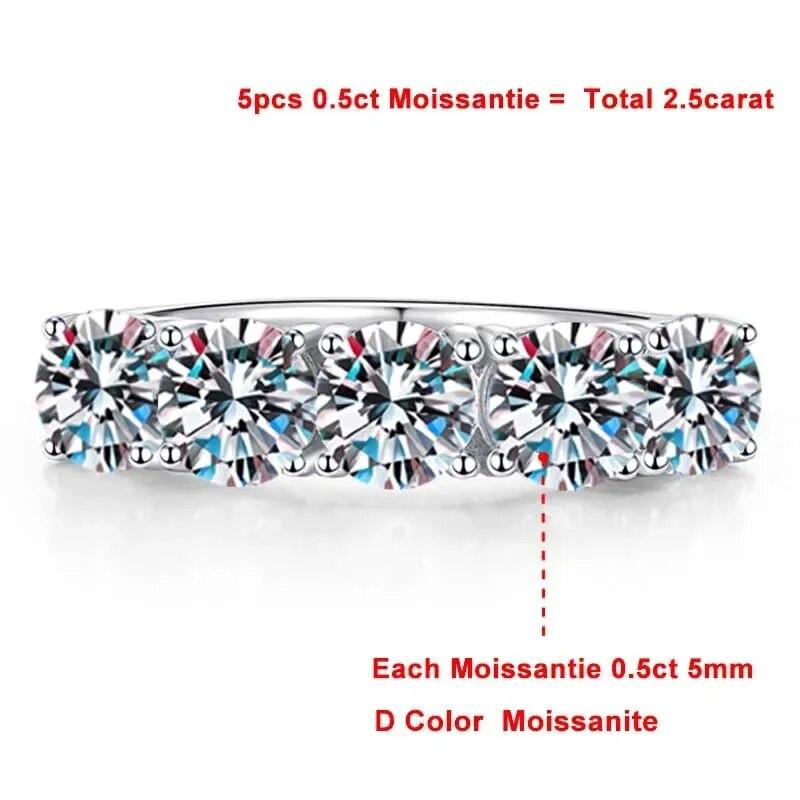 Кольцо с муассанитом для женщин, 5 мм, 6,5 мм, из стерлингового серебра S925, вечно сверкающее бриллиантовое кольцо, обручальные кольца, ювелирные изделия GRA