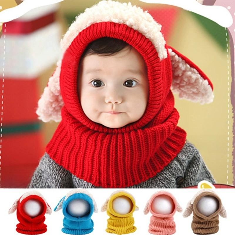 Toddler Knit Cap With Cute Dog Pattern For Kids Winter Warmth And Wind Resistance