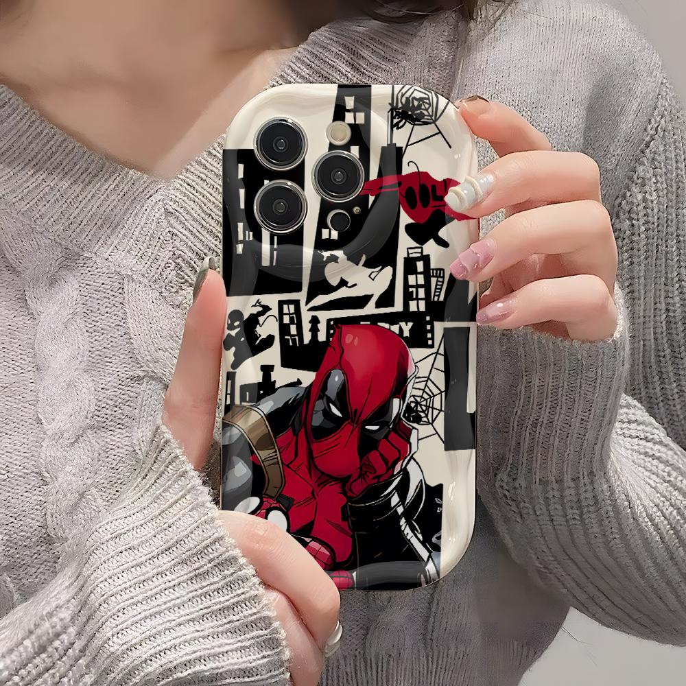 Funny D-Deadpools Phone Case for iPhone 17 Air 16 16e 15 14 Plus 13 12 11 Pro Max X Xs XR 8 3D Wave Soft Cover