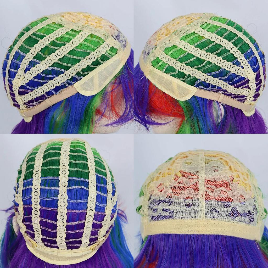 Парик для косплея Синтетический длинный цветной вьющийся парик для косплея Лолиты для девочек с двойными хвостиками и 1 шапочкой для парика