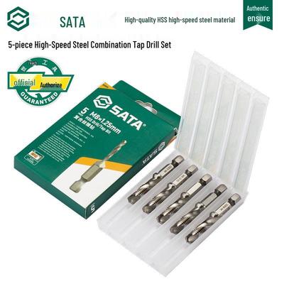 Метрический набор метчиков SATA из высокоскоростной стали: 5- peças с метчиками, вороток для метчиков, сверла (50803, 50806, 50805)