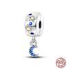 Round 925 Copper Clasp Pave Clip Charms Blue Star Moon Butterfly Slide Safety Chains Spacer Beads Fits Original Bracelet Zircon