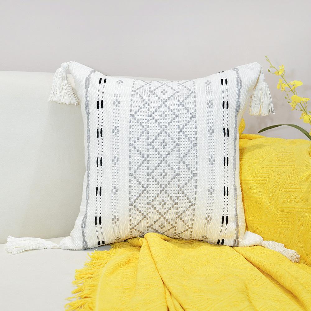 Подушка с жаккардовой бахромой, простая скандинавская утолщенная песочная декоративная подушка, наволочка для подушки