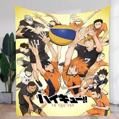 Динамичный Haikyu!! Плед для лучших волейболистов - Мягкий уютный плед с динамичной сценой спортсменов в черном и