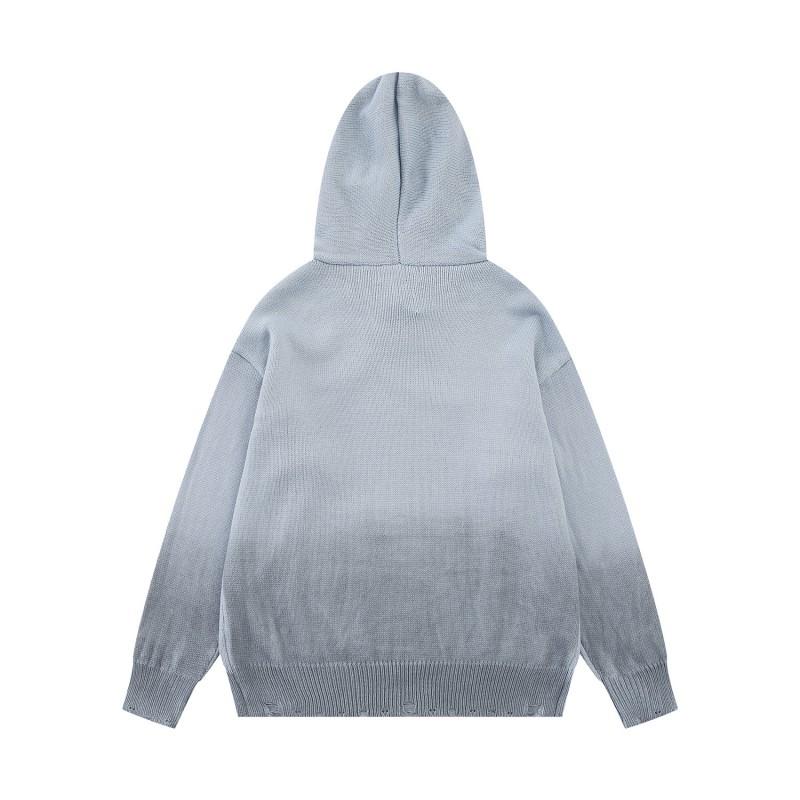 American Vintage Gradient Hooded Sweater Star Letter Print Loose Casual Top Men Women