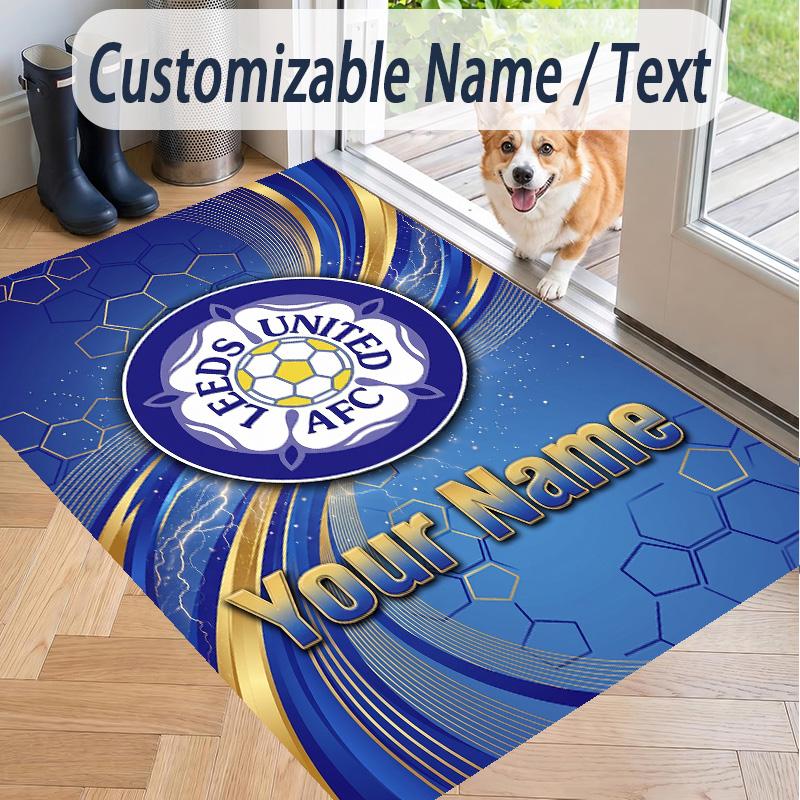 Custom Text Printed Rug Leeds United Non Slip Floor Carpet For Home Room Decor