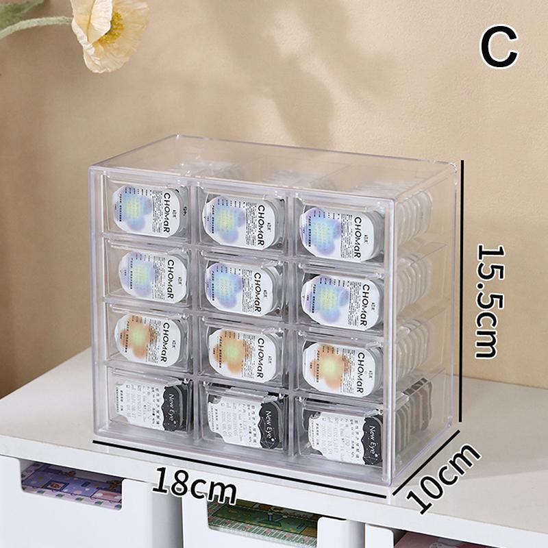 Beauty Contact Lens Storage Box Daily Disposable Contact Lens Cabinet Multi-Grid Large Capacity Eye Rack Transparent Storage Box
