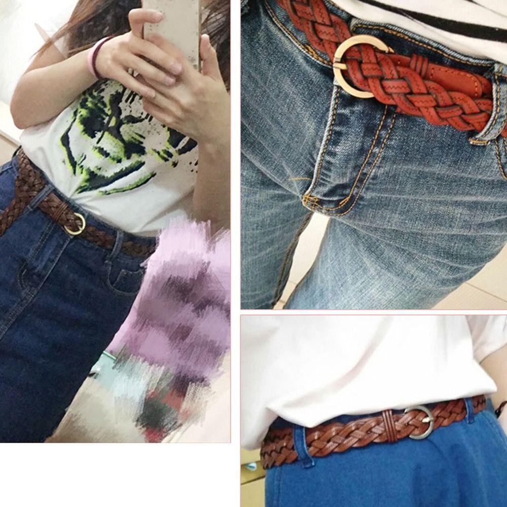 Повседневный плетеный ремень из дикой коровьей кожи с пряжкой-булавкой, пояс для женского платья, кушак, плетеный пояс