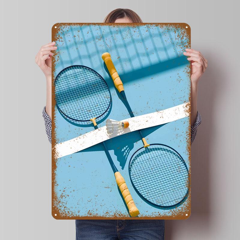 Badminton Rackets and Shuttlecock Tinplate Signs Sport Poster Decoration Living Room Decor Home Decorations Vintage Metal Plates