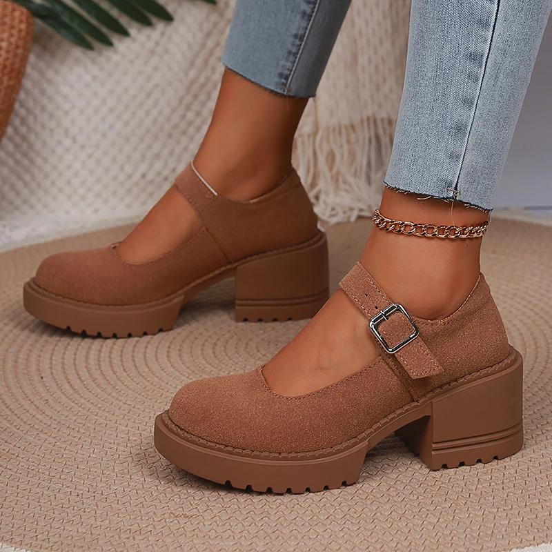 Модные туфли-лодочки из лакированной кожи на высоком каблуке, Мэри Джейн для женщин, модные туфли на платформе с ремешком и пряжкой, женские туфли в японском стиле на толстом каблуке, обувь Лолиты