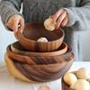 Wooden Bowl Japanese Style Tableware Household and Basin Fruit Plate Salad Whole Soup WF