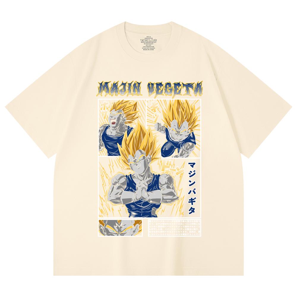 230 Gsm 100% Cotton Dragon Ball V45 Majin Vegeta Print Unisex Heavy Cotton T Shirt