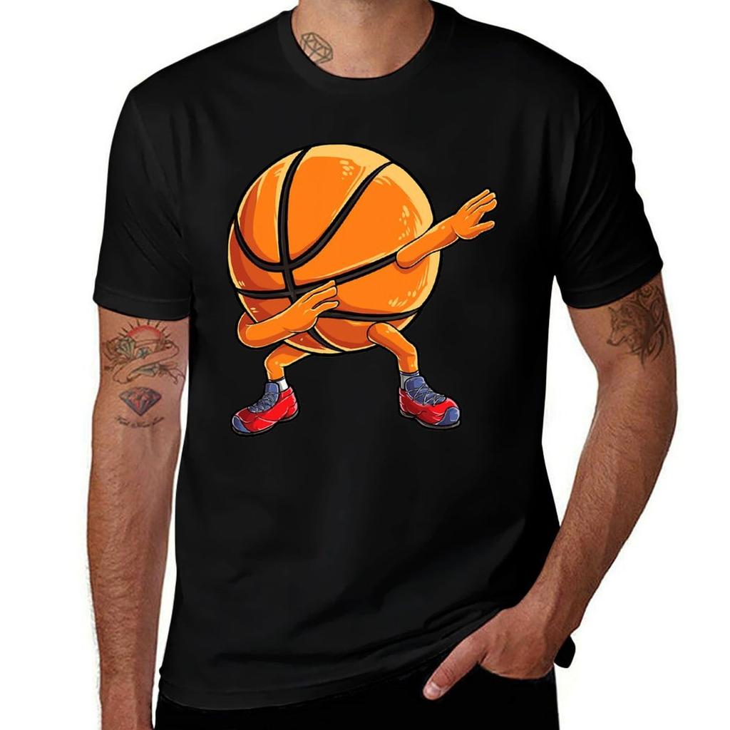 Dabbing Basketball Ball Funny Unisex Women Sports Player Dab TShirt Soft Basic Cotton Short Sleeve Tee