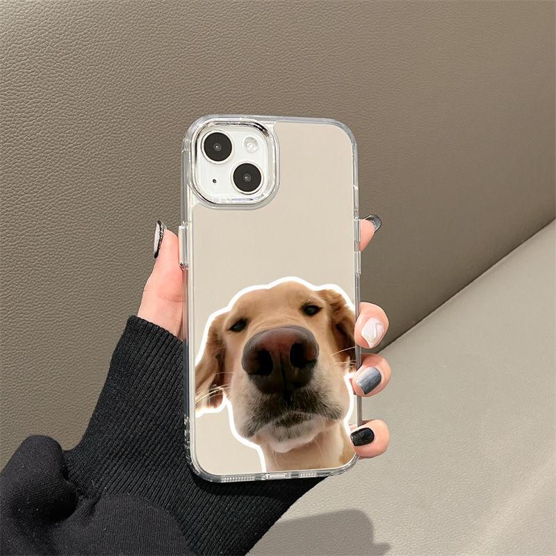 Собака мордой вниз для чехла на мобильный телефон iPhone17promax 16 niche 14/13 Apple 15 полностью закрывающийся косметический зеркало