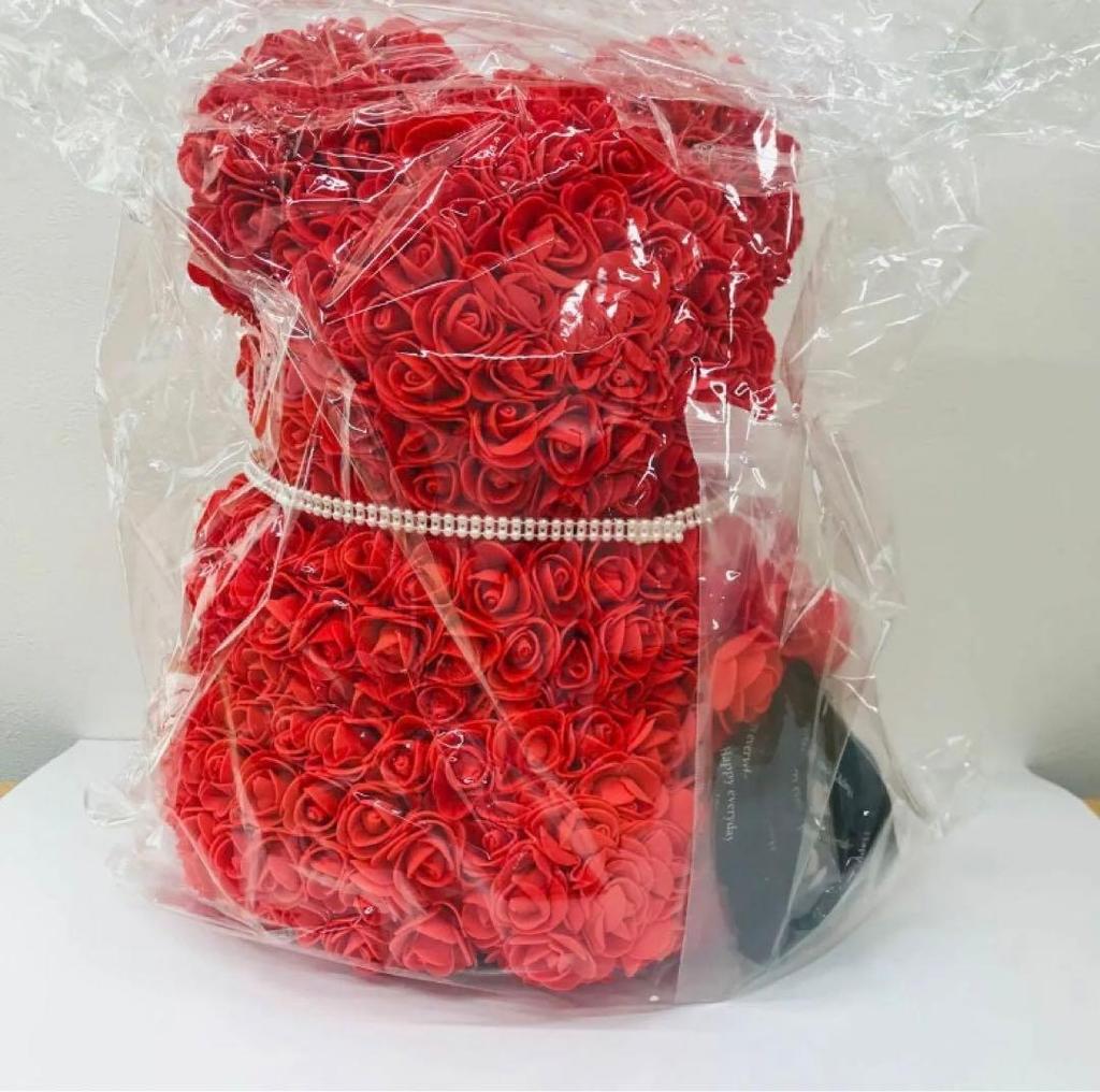 [USED] Large Rose Teddy Bear with Red Rose