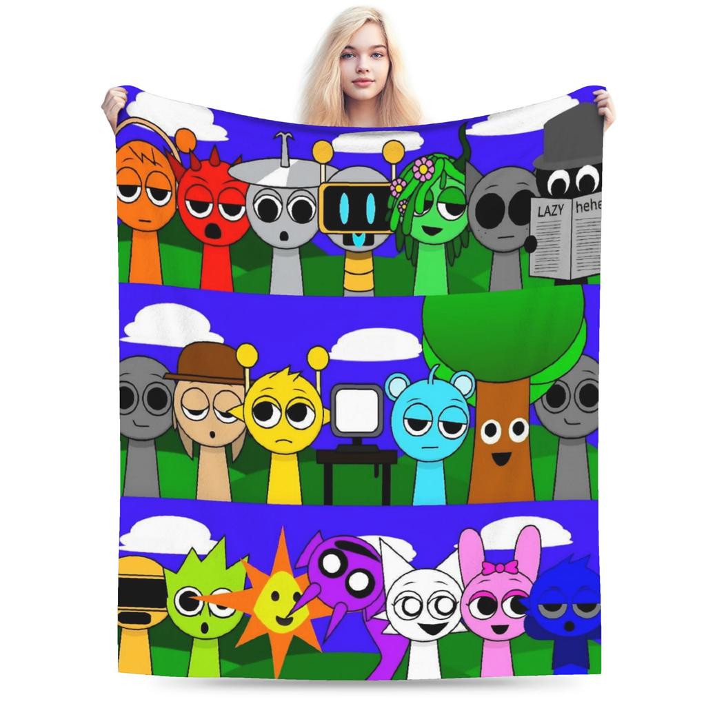 Sprunki Game Blankets Flannel Lightweight Thin Throw Blankets for Bedroom Sofa Bed Rug