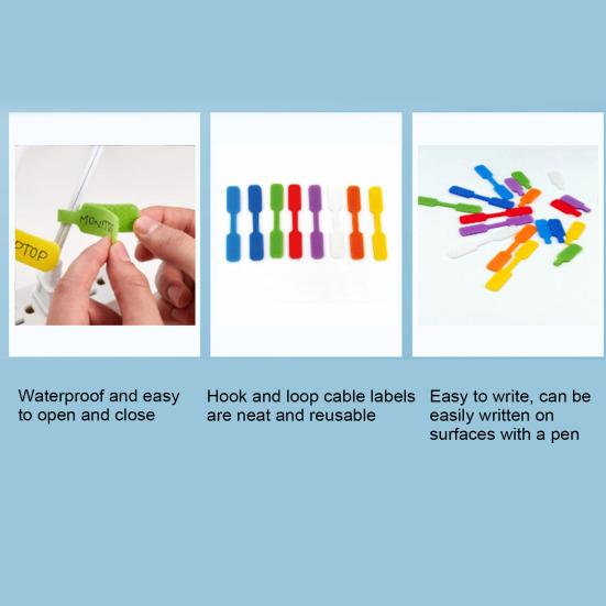 32 шт. Письменные кабельные хомуты Бирки для шнуров Яркий цвет Многоразовые Компактные Портативные Шнур