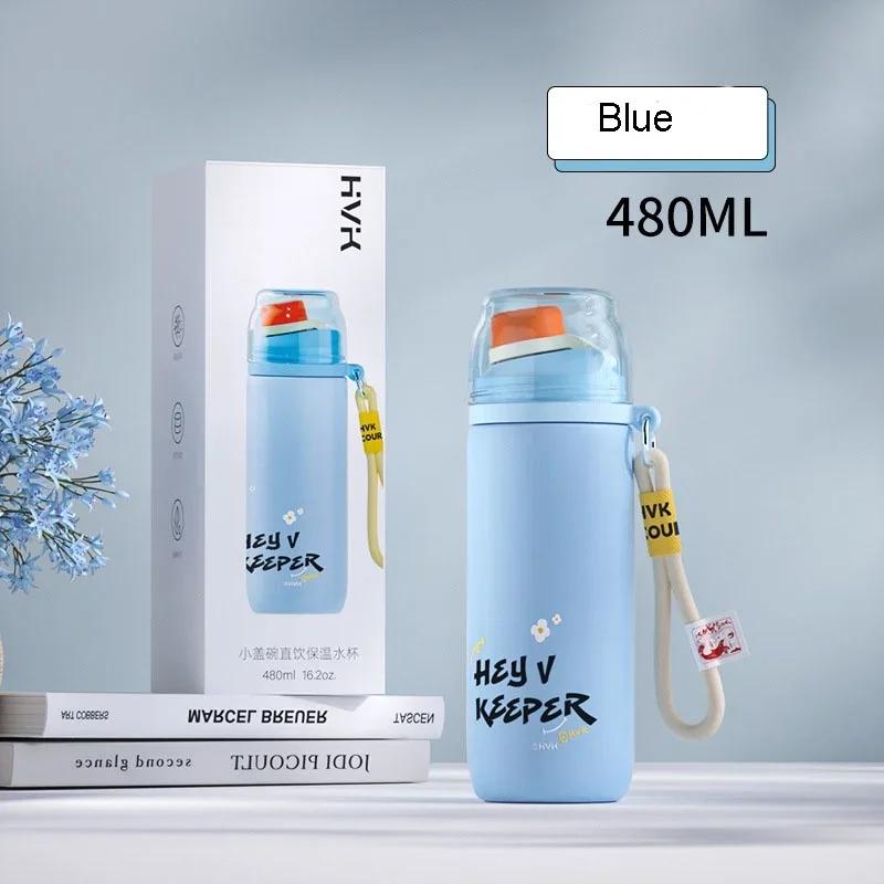 HVK Cute High-Value Thermos for Children And Students Small Cover Bowl Direct Drinking Insulated Water Bottle for Primary School