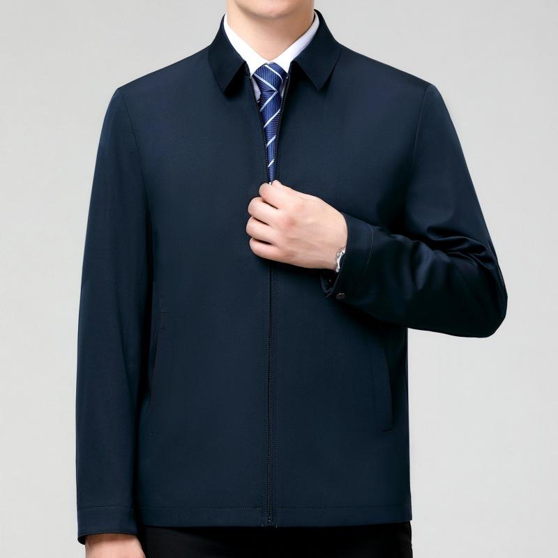 Весенне-осенняя куртка из шелка Mulberry High-end, мужская куртка для пап среднего и пожилого возраста, повседневная деловая куртка для руководителей