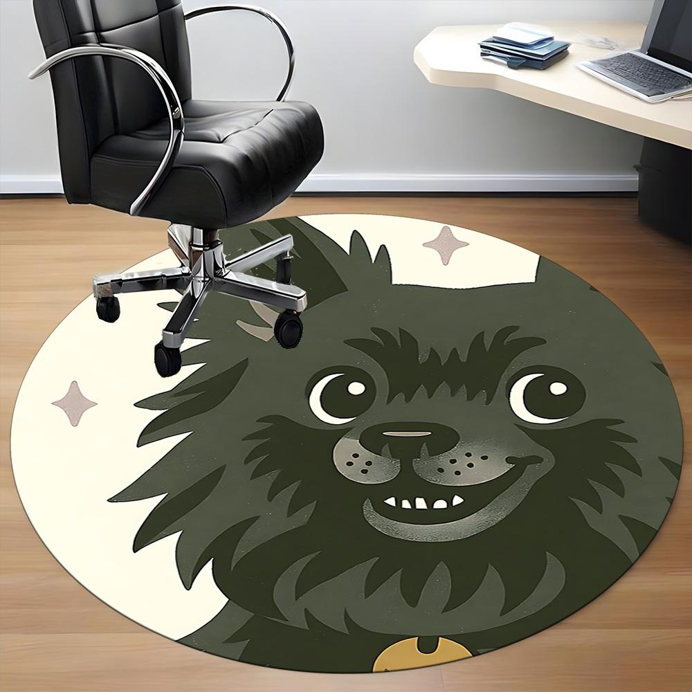 1PC Puppy Moon Office Round Area Rug, Indoor Mat Suitable ForOffice, Under Office Chairs Bedroom Living Room Home Decor, Room Deco f081