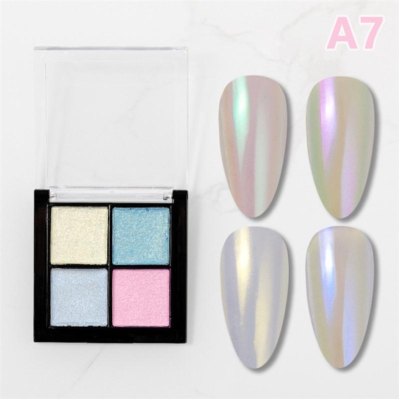 4 цвета Aurora Solid Mirror Shiny Nail Glitter Nails Uv Gel Polish Pigment Nail Art Decorations Accessories