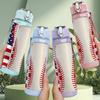 1PC American Flag Patriotic Print 750ml Color Plastic Sports Water Bottle Leakproof Flip Straw Lid Suitable for Sports Office Home Use