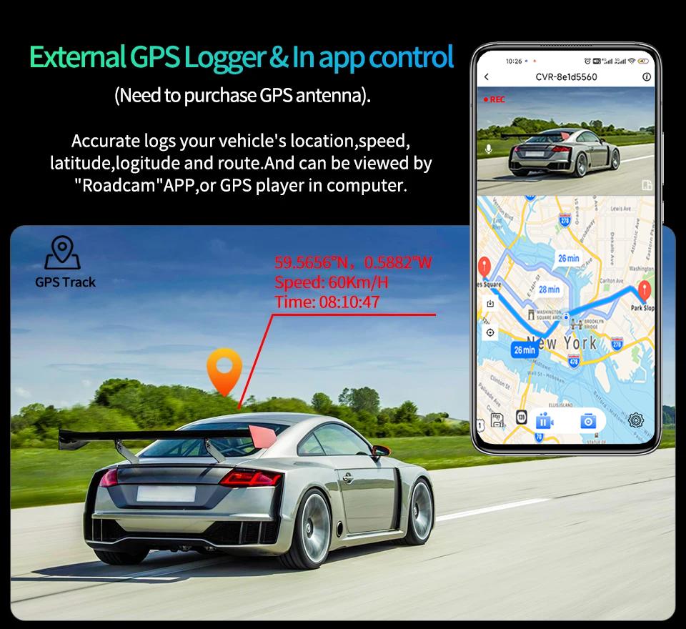E-ACE 12-дюймовый 4K Carplay&Android Auto Car DVR Dash Cam Stream Mirror Video Recorder 1080P Зеркало заднего вида 5G Wifi/GPS/BT/FM AUX