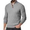 Мужской повседневный спортивный вязаный свитер облегающего кроя на пуговицах с высоким воротником и лоскутным узором